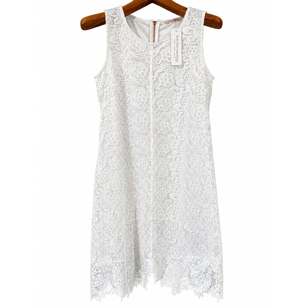 Soft Surroundings Madelyn Lace Dress White Floral Sleeveless Petite 6P 3E112 NEW